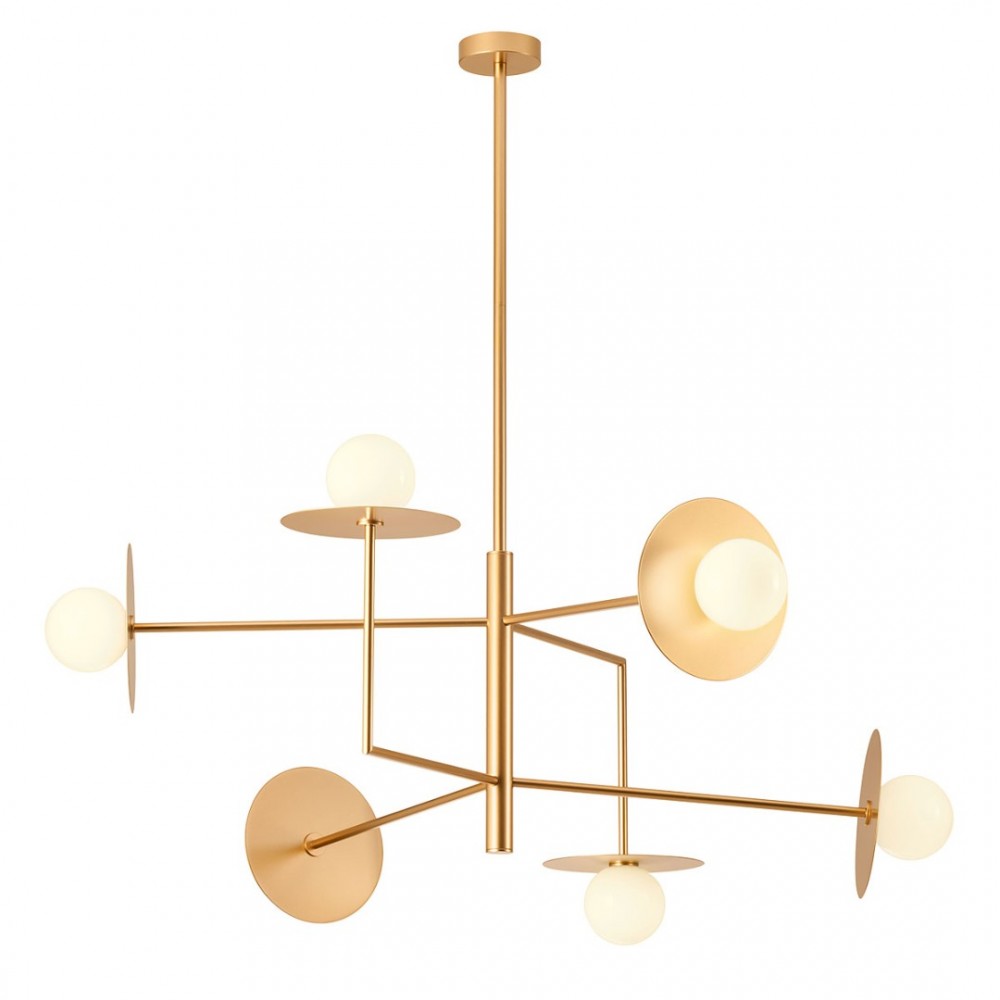 Pendant lamp Redo Plato, metal, glass, gold, 6XG9, L.94 cm