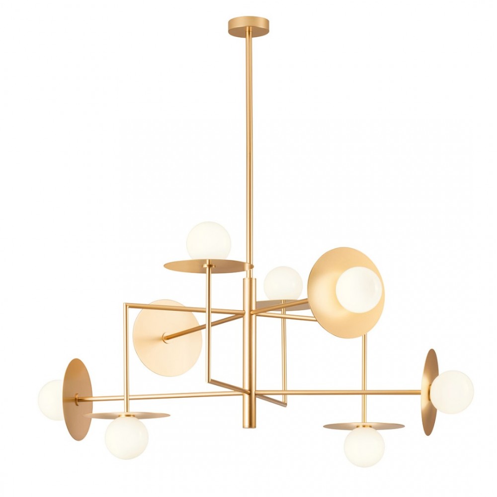 Pendant lamp Redo Plato, metal, glass, gold, 8XG9, L.100 cm