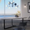 Pendant lamp Redo Plato, metal, glass, sand black, 8XG9, L.100 cm