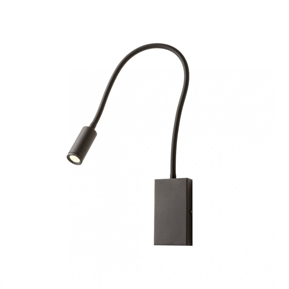 Wall lamp Redo Wallie, metal, matt black, LED, 3W, 135 lumens, warm white 3000K, L.50 cm