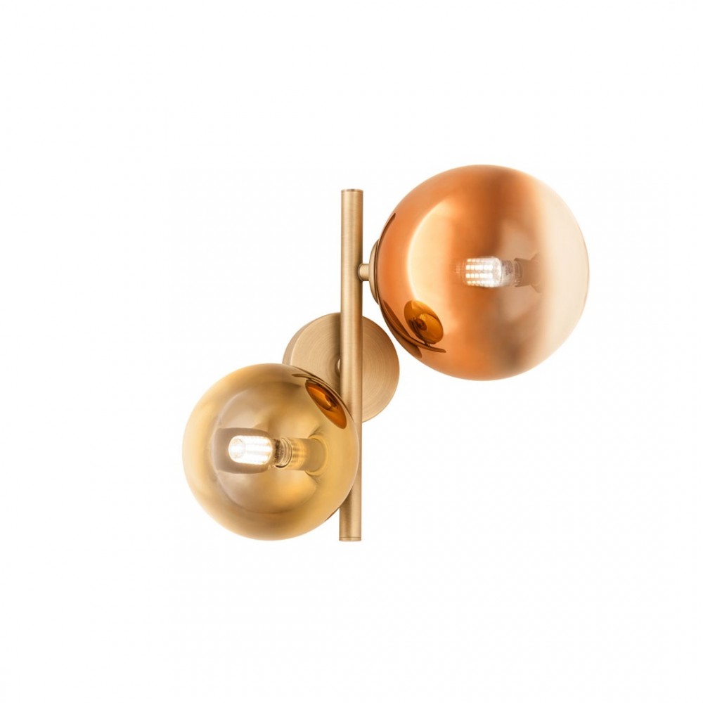 Wall lamp Redo Roy, metal, glass, gradient gold/gradient coffee, 2XG9, H.28 cm