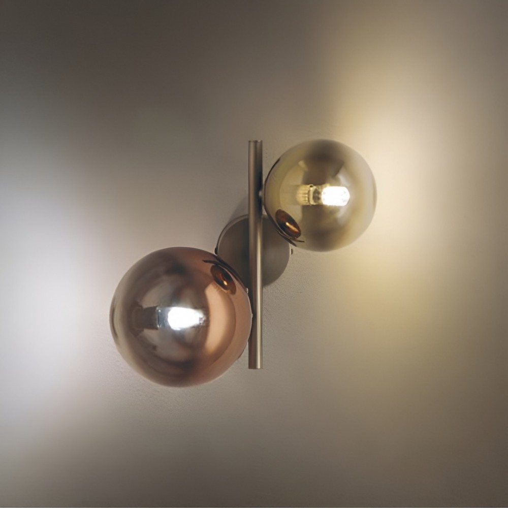 Wall lamp Redo Roy, metal, glass, gradient gold/gradient coffee, 2XG9, H.28 cm