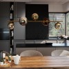 Suspension Redo Roy, metal, glass, gradient gold/gradient coffee, 5XG9, L.118 cm