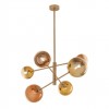 Pendant lamp Redo Roy, metal, glass, gradient gold/gradient coffee, 6XG9, L.75 cm