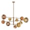 Pendant lamp Redo Roy, metal, glass, gradient gold/gradient coffee, 10XG9, L.124 cm
