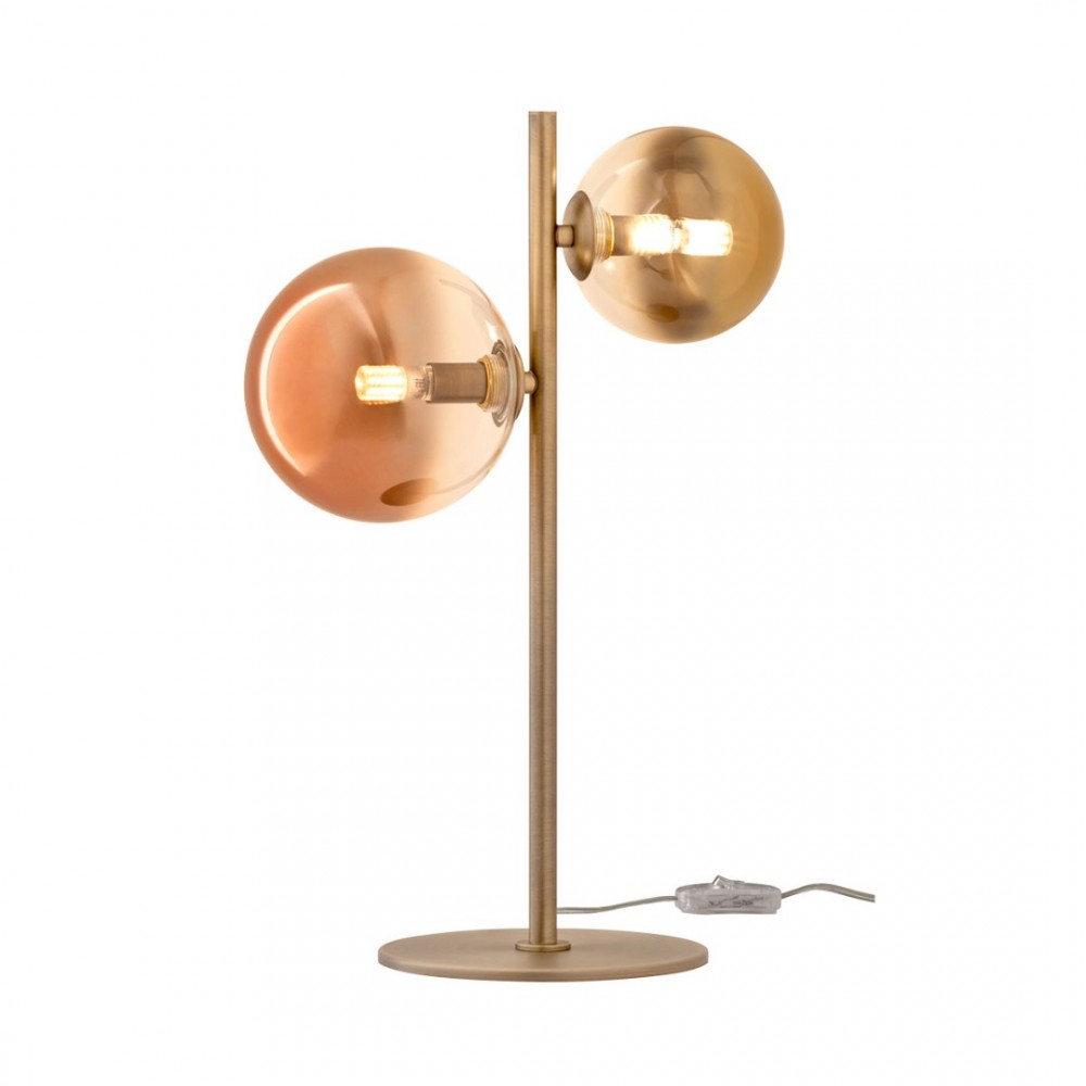 Table lamp Redo Roy, metal, glass, gradient gold/gradient coffee, 2XG9, H.45 cm
