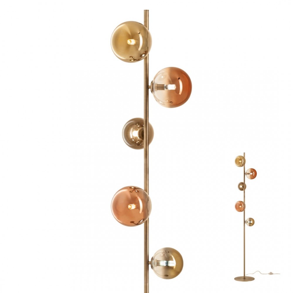 Floor lamp Redo Roy, metal, glass, gradient gold/gradient coffee, 5XG9, H.171 cm