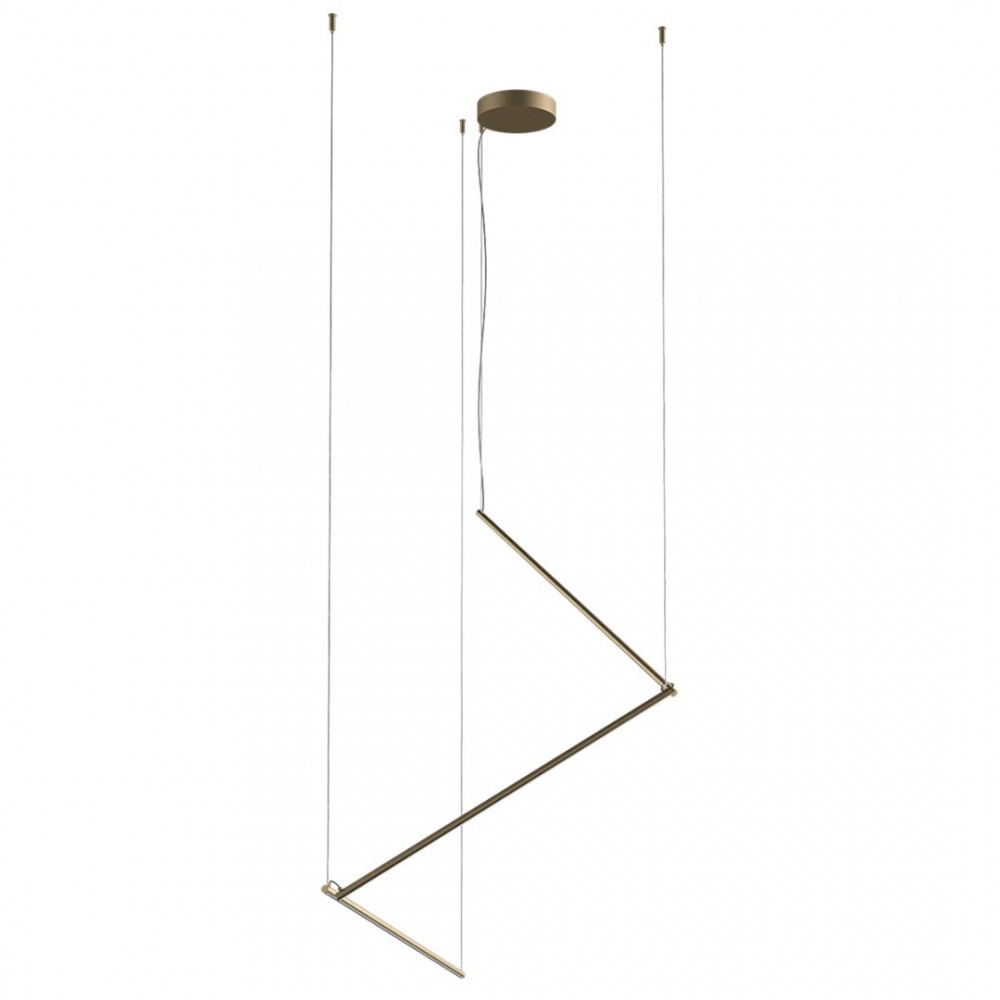 Suspension Redo Stick, metal, matt brass, dimmable, LED, 36W, 2641 lumens, warm white 3000K, L.257 cm