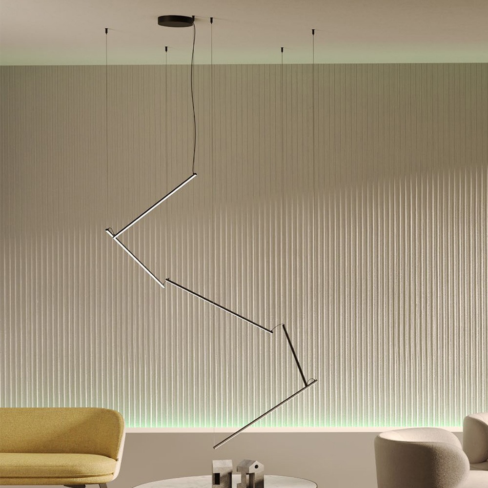 Suspension Redo Stick, metal, sand black, dimmable, LED, 48W, 3252 lumens, warm white 3000K, L.429 cm