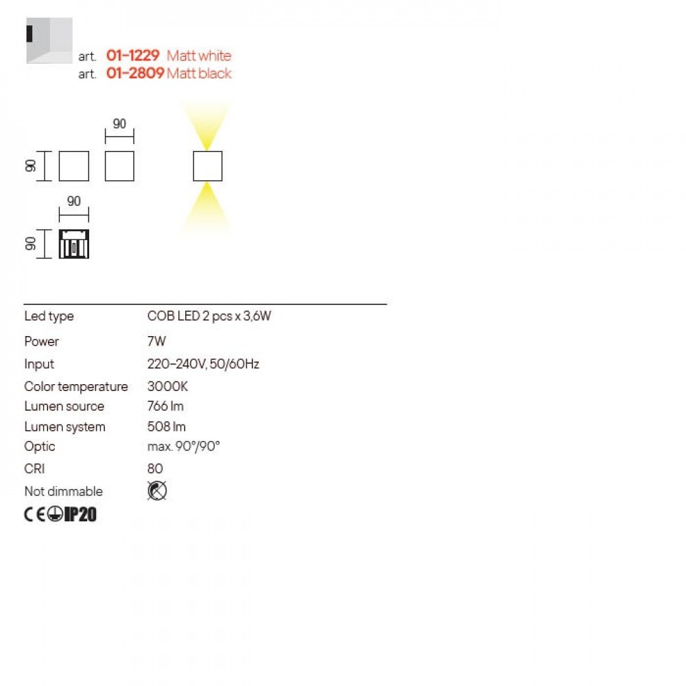 Wall lamp Redo Amplitude, metal, sand black, LED, 7W, 508 lumens, warm white 3000K, L.9 cm