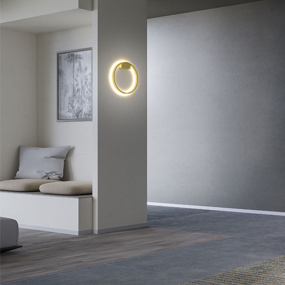 Ceiling lamp Redo Febe, metal, matt gold, dimmable, LED, 24W, 1560 lumens, warm white 3000K, D.40 cm