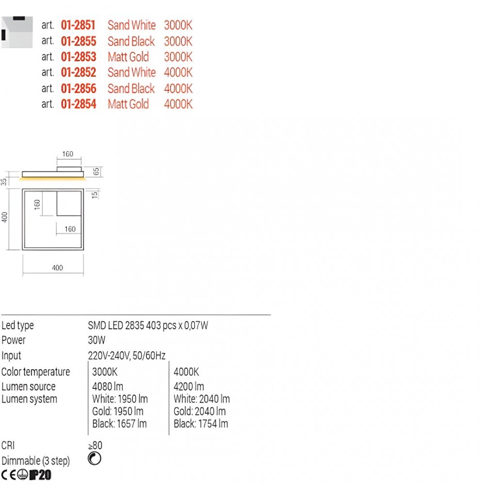 Ceiling lamp Redo Febe, metal, sand black, dimmable, LED, 30W, 1657 lumens, warm white 3000K, L.40 cm
