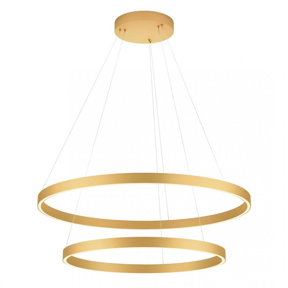 Suspension Redo Febe, metal, matt gold, dimmable, LED, 82W, 5330 lumens, warm white 3000K, D.80 cm