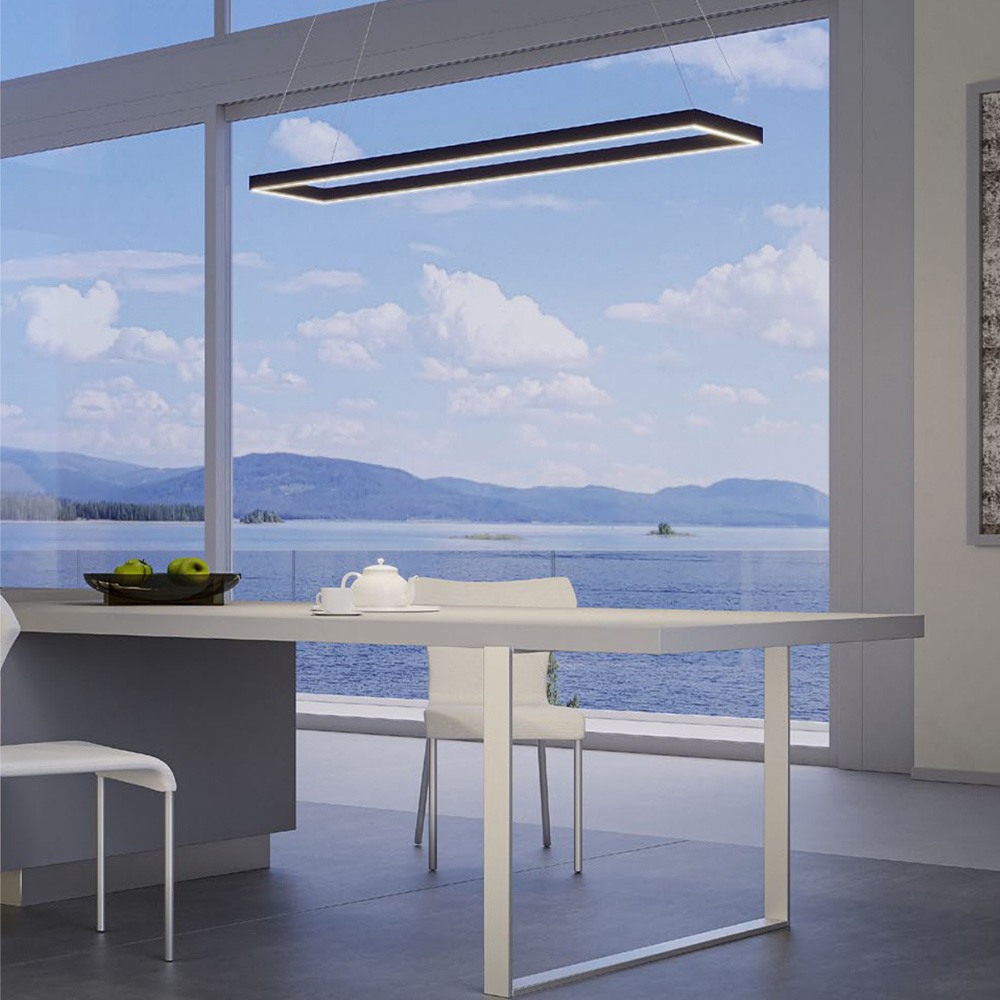 Suspension Redo Febe, metal, sand black, dimmable, LED, 50W, 2795 lumens, warm white 3000K, L.120 cm