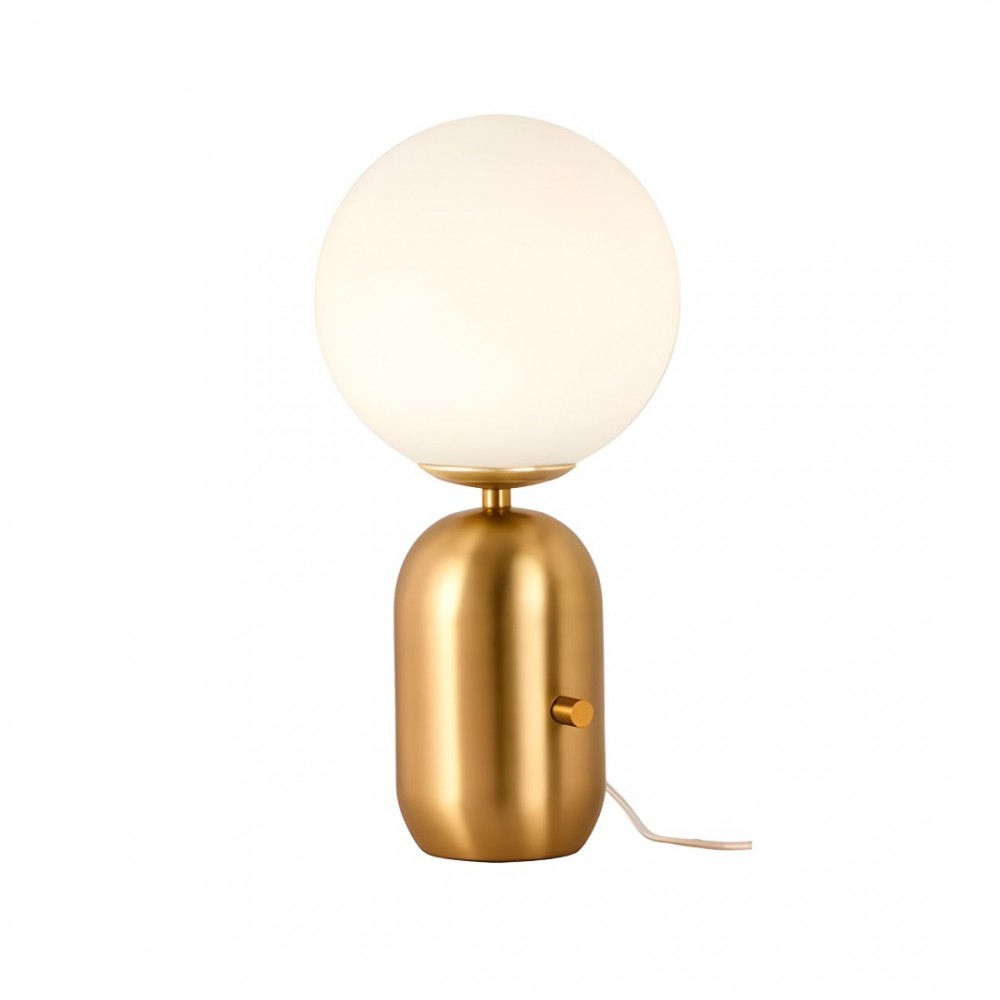 Table lamp Redo Helios, metal, glass, matt gold, 1XE14, H.35 cm