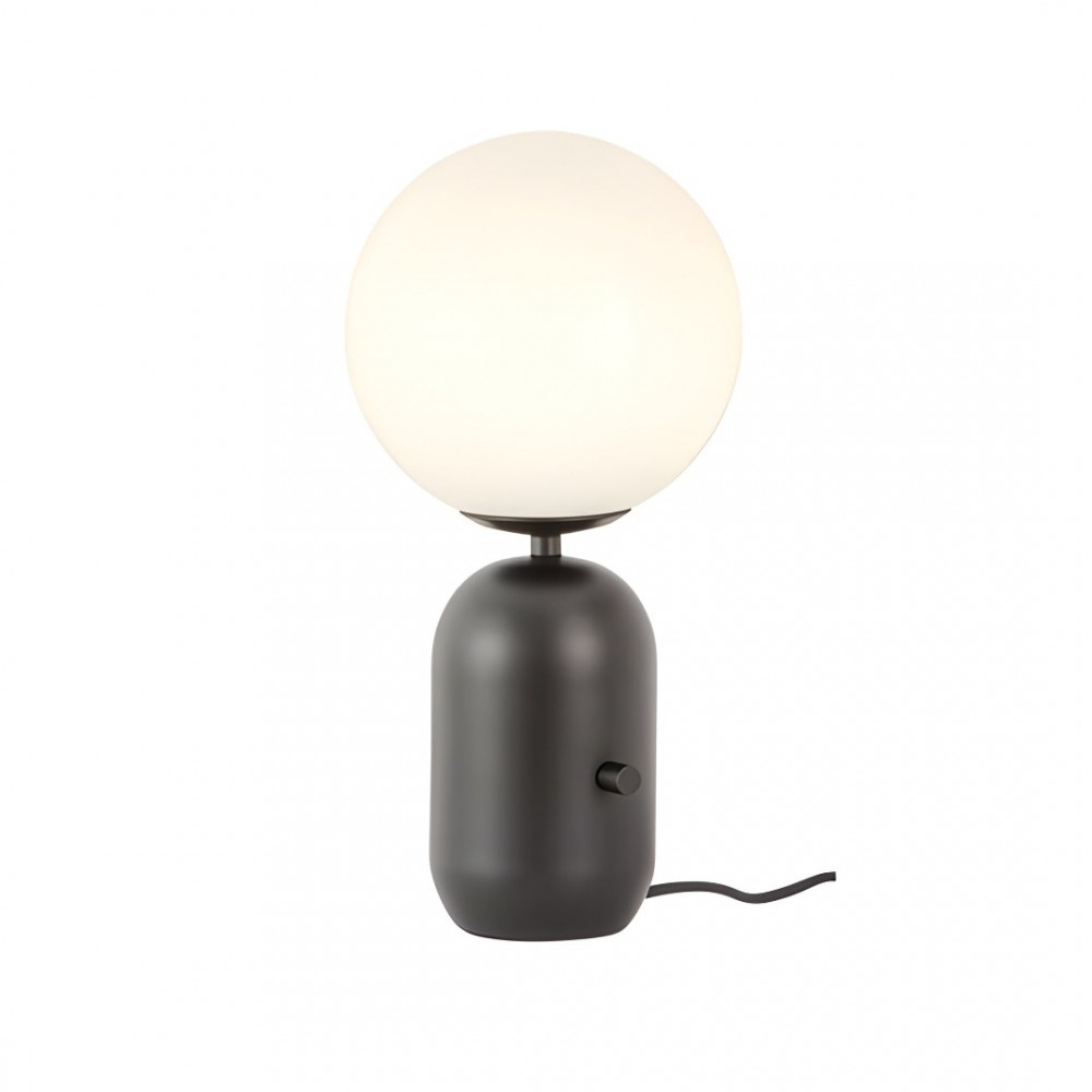 Table lamp Redo Helios, metal, glass, matt black, 1XE14, H.35 cm