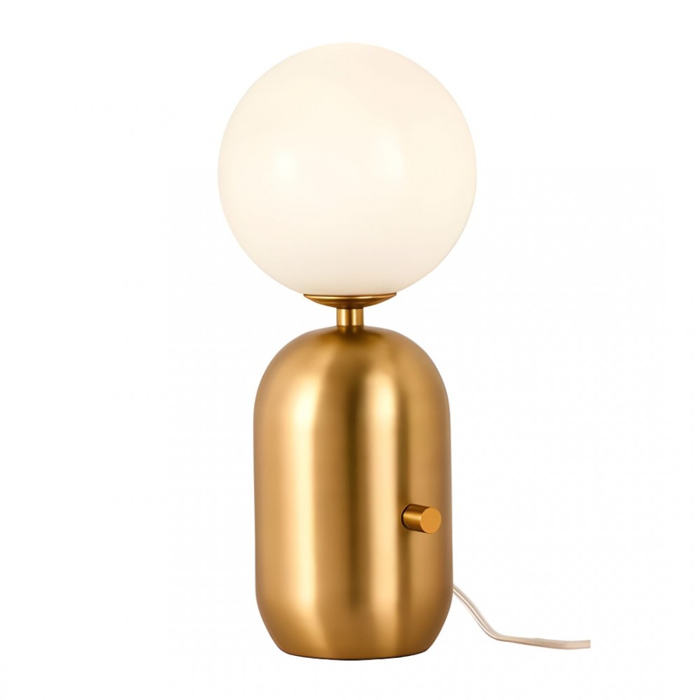 Table lamp Redo Helios, metal, glass, matt gold, 1XE27, H.40 cm