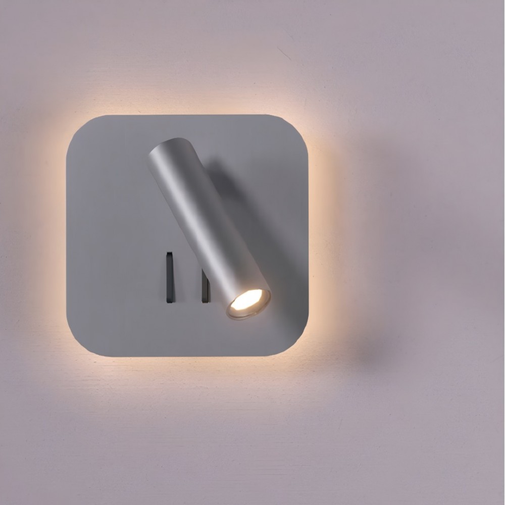 Wall lamp Redo Quda, metal, satin nickel, LED, 6W+3W, 465 lumens, warm white 3000K, H.13 cm