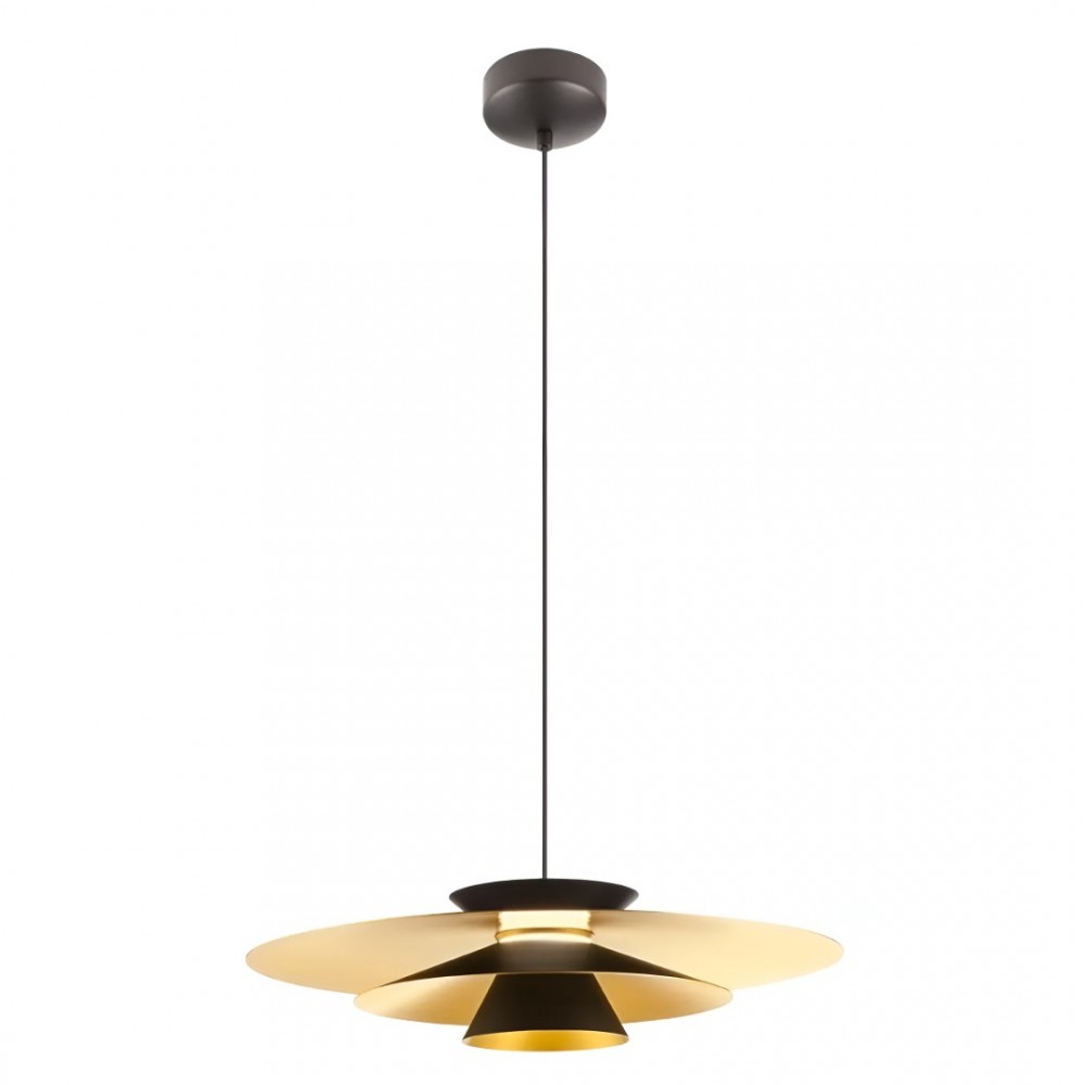 Suspension Redo Fargo, metal, matt black/matt gold, LED, 16,5W, 910 lumens, warm white 3000K, D.50 cm