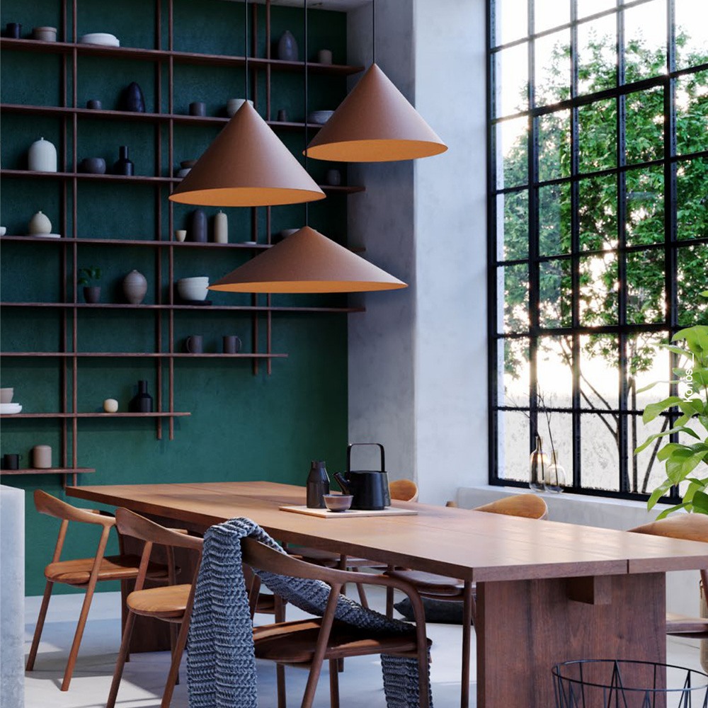 Suspension Redo Konos, metal, matt auburn, 1XE27, D.75 cm