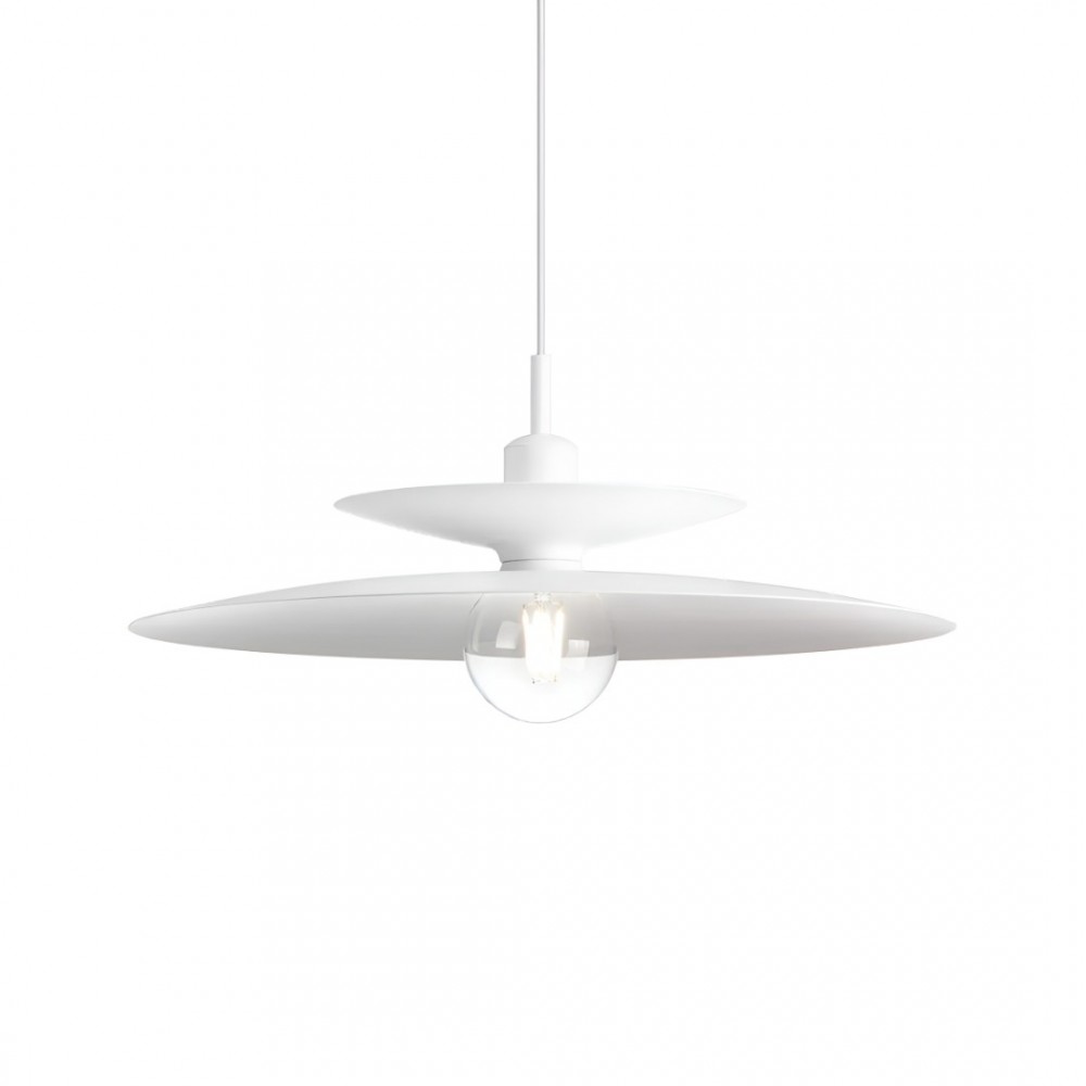 Suspension Redo Gunnar, metal, matt white, 1XE27, D.50 cm