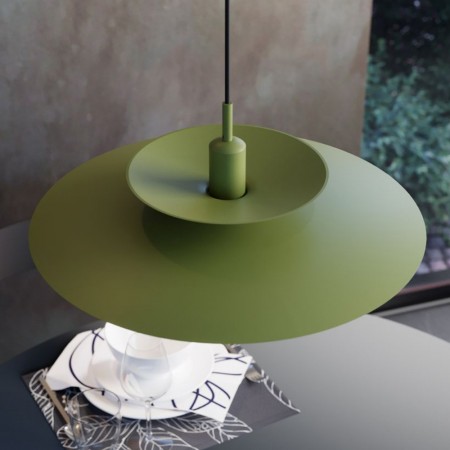Suspension Redo Gunnar, metal, matt olive, 1XE27, D.50 cm