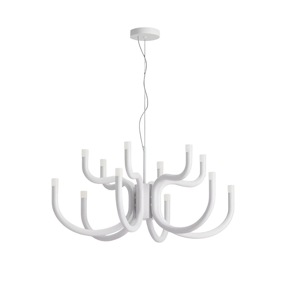 Chandelier Redo Luxor, metal, glossy white, dimmable, LED, 54W, 4605 lumens, warm white 3000K, D.75 cm