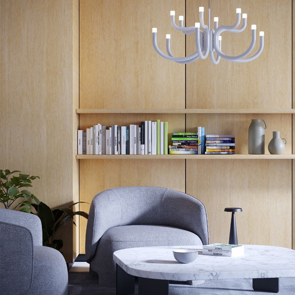 Chandelier Redo Luxor, metal, glossy white, dimmable, LED, 54W, 4605 lumens, warm white 3000K, D.75 cm