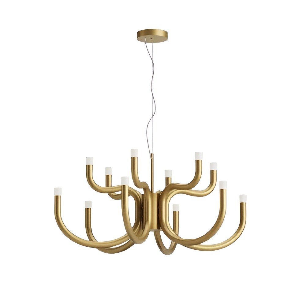 Chandelier Redo Luxor, metal, matt gold, dimmable, LED, 54W, 4605 lumens, warm white 3000K, D.75 cm