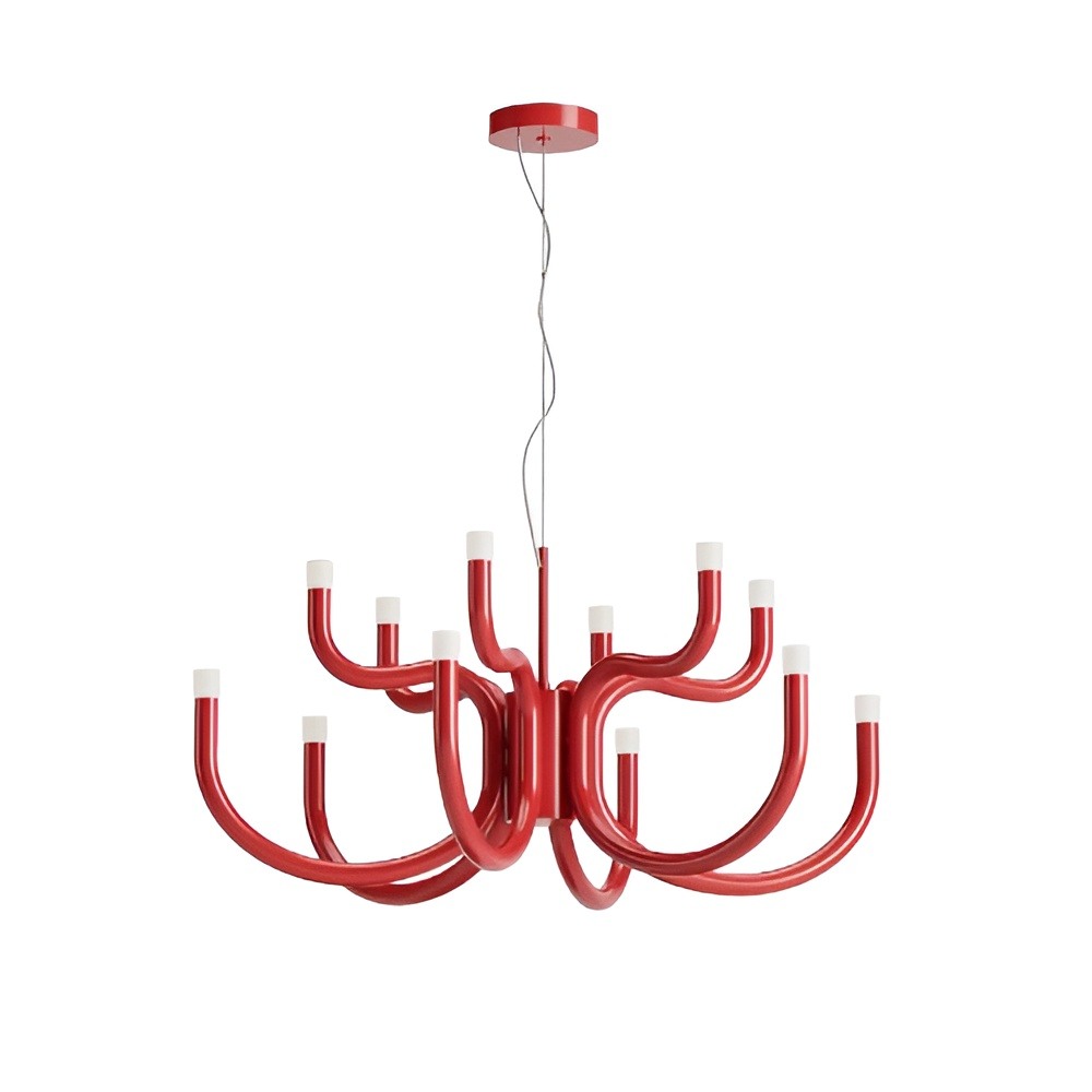 Chandelier Redo Luxor, metal, glossy red, dimmable, LED, 54W, 4605 lumens, warm white 3000K, D.75 cm