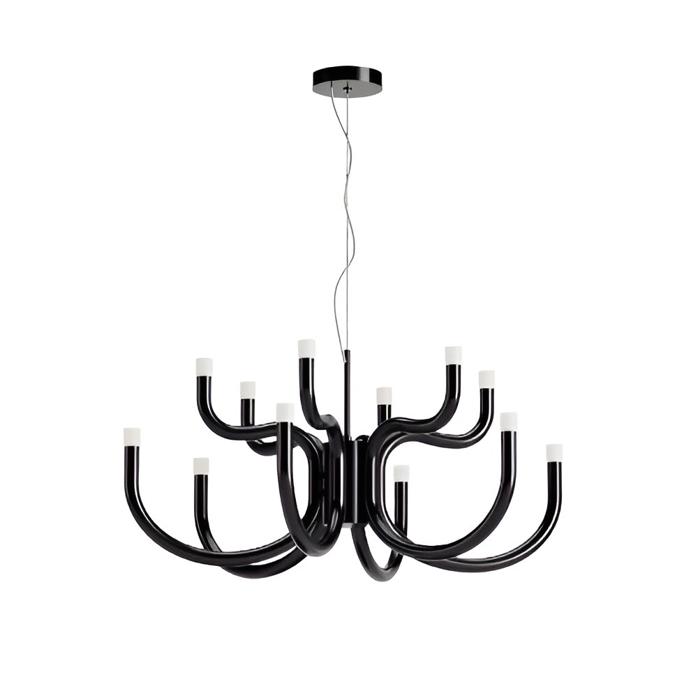 Chandelier Redo Luxor, metal, glossy black, dimmable, LED, 54W, 4605 lumens, warm white 3000K, D.75 cm
