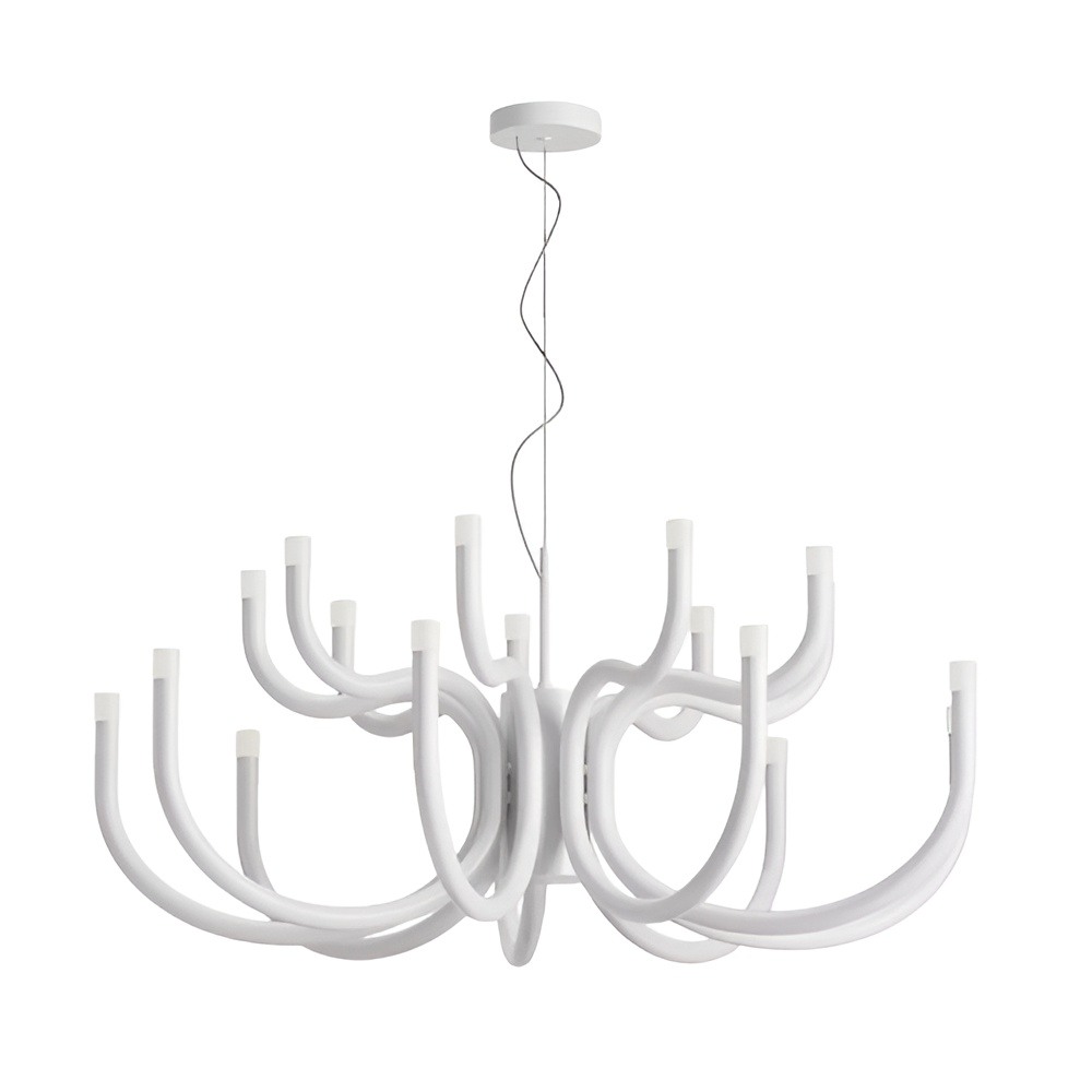 Chandelier Redo Luxor, metal, glossy white, dimmable, LED, 81W, 6083 lumens, warm white 3000K, D.96 cm