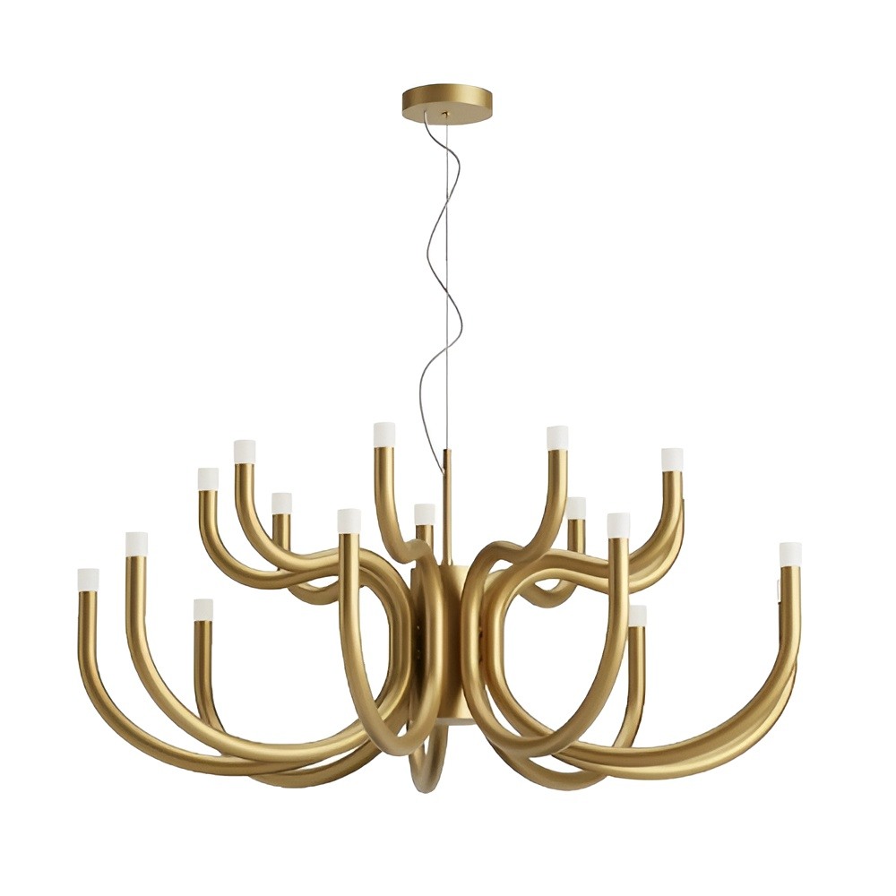 Chandelier Redo Luxor, metal, matt gold, dimmable, LED, 81W, 6083 lumens, warm white 3000K, D.96 cm