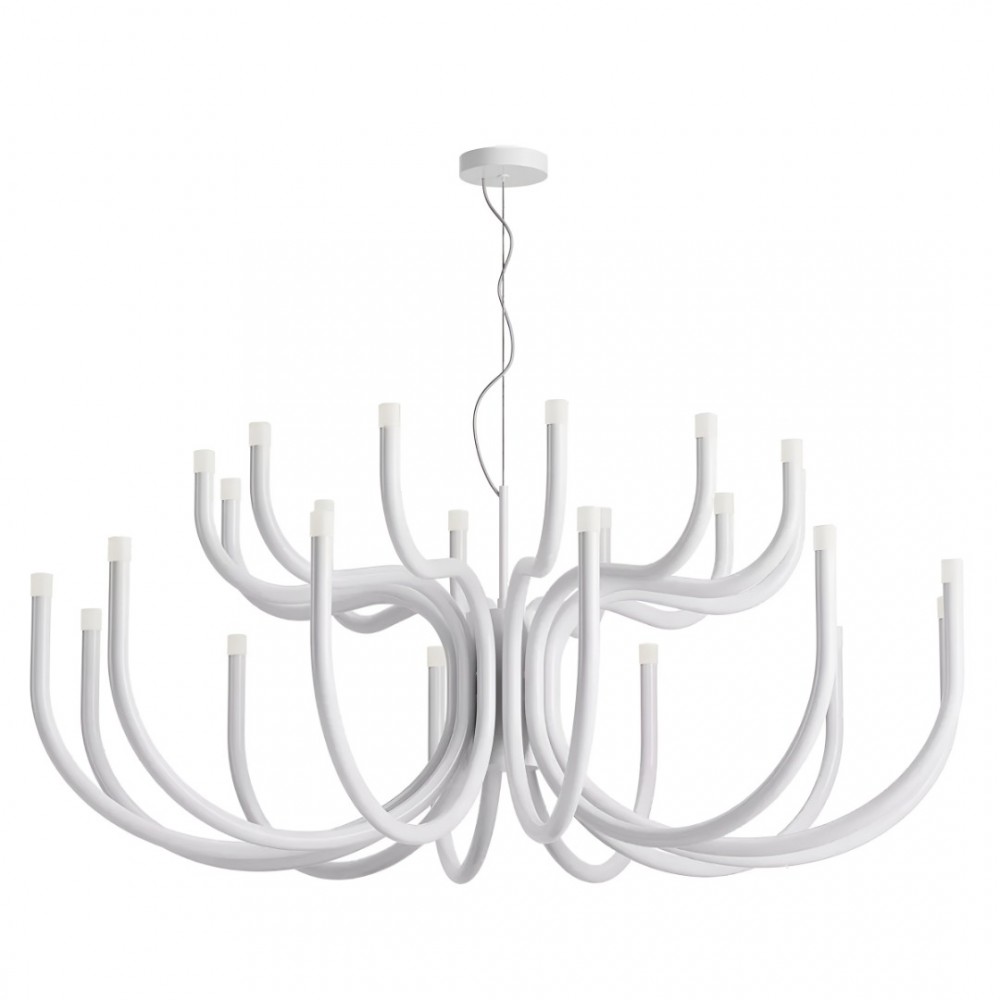 Chandelier Redo Luxor, metal, glossy white, dimmable, LED, 108W, 8132 lumens, warm white 3000K, D.125 cm
