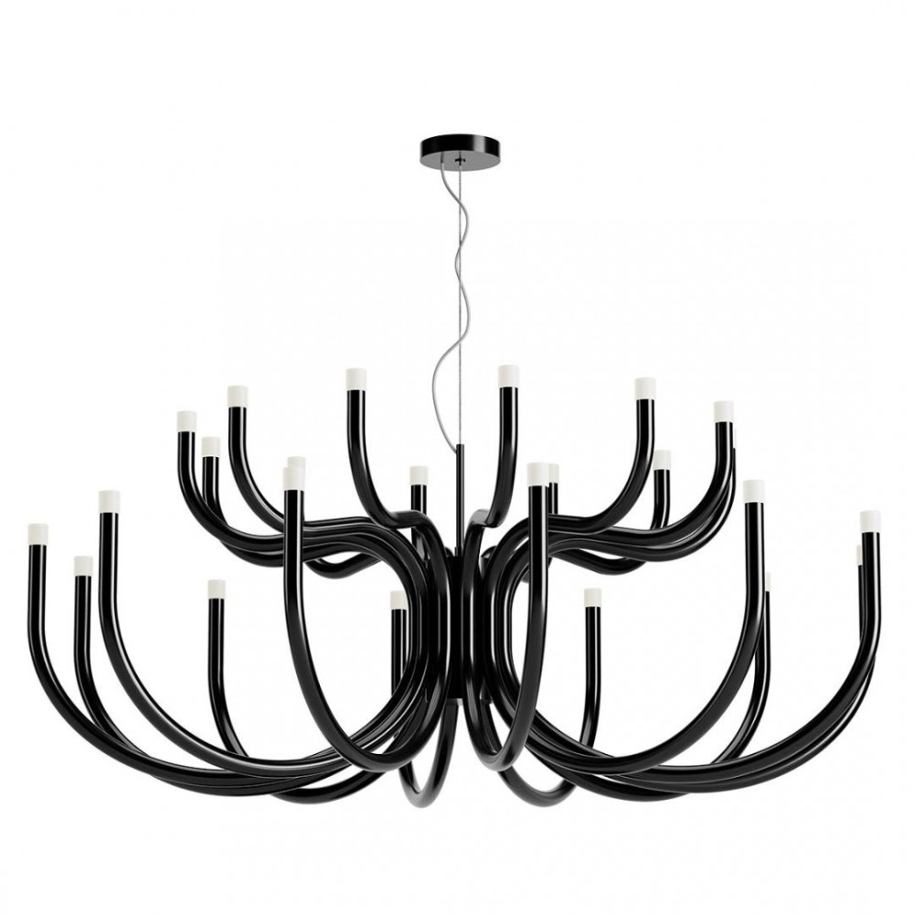 Chandelier Redo Luxor, metal, glossy black, dimmable, LED, 108W, 8132 lumens, warm white 3000K, D.125 cm