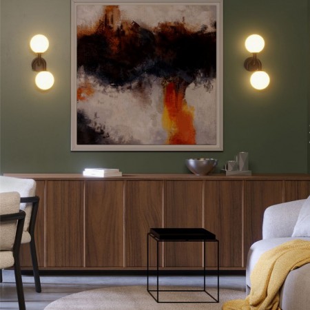 Wall lamp Redo Confusio, metal, sand black, 2XE14, H.48 cm