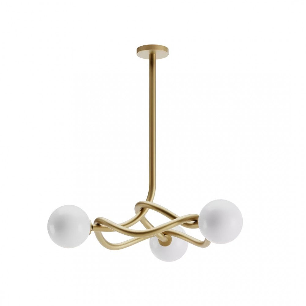 Suspension Redo Confusio, metal, glass, matt gold, 3XE14, D.76 cm