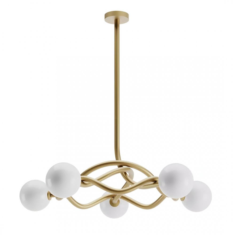 Suspension Redo Confusio, metal, glass, matt gold, 5XE14, D.96 cm