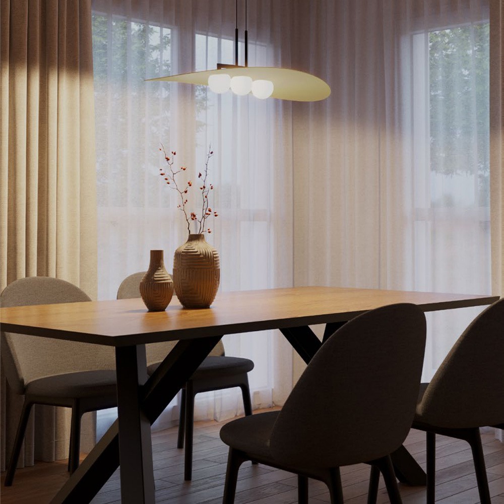 Suspension Redo Cody, metal, sand black/matt gold, LED, 28W, 1600 lumens, warm white 3000K, D.85 cm