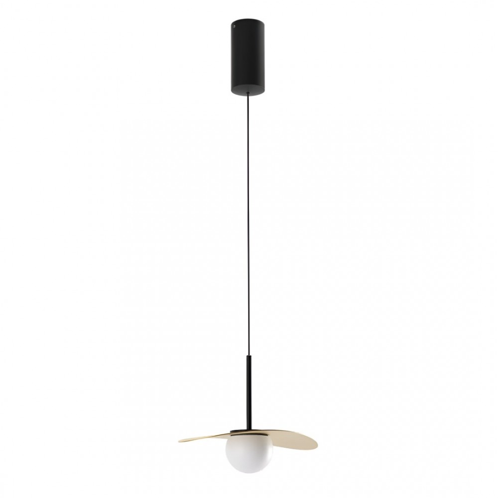 Suspension Redo Cody, metal, glass, sand black/matt gold, LED, 11W, 655 lumens, warm white 3000K, D.18 cm