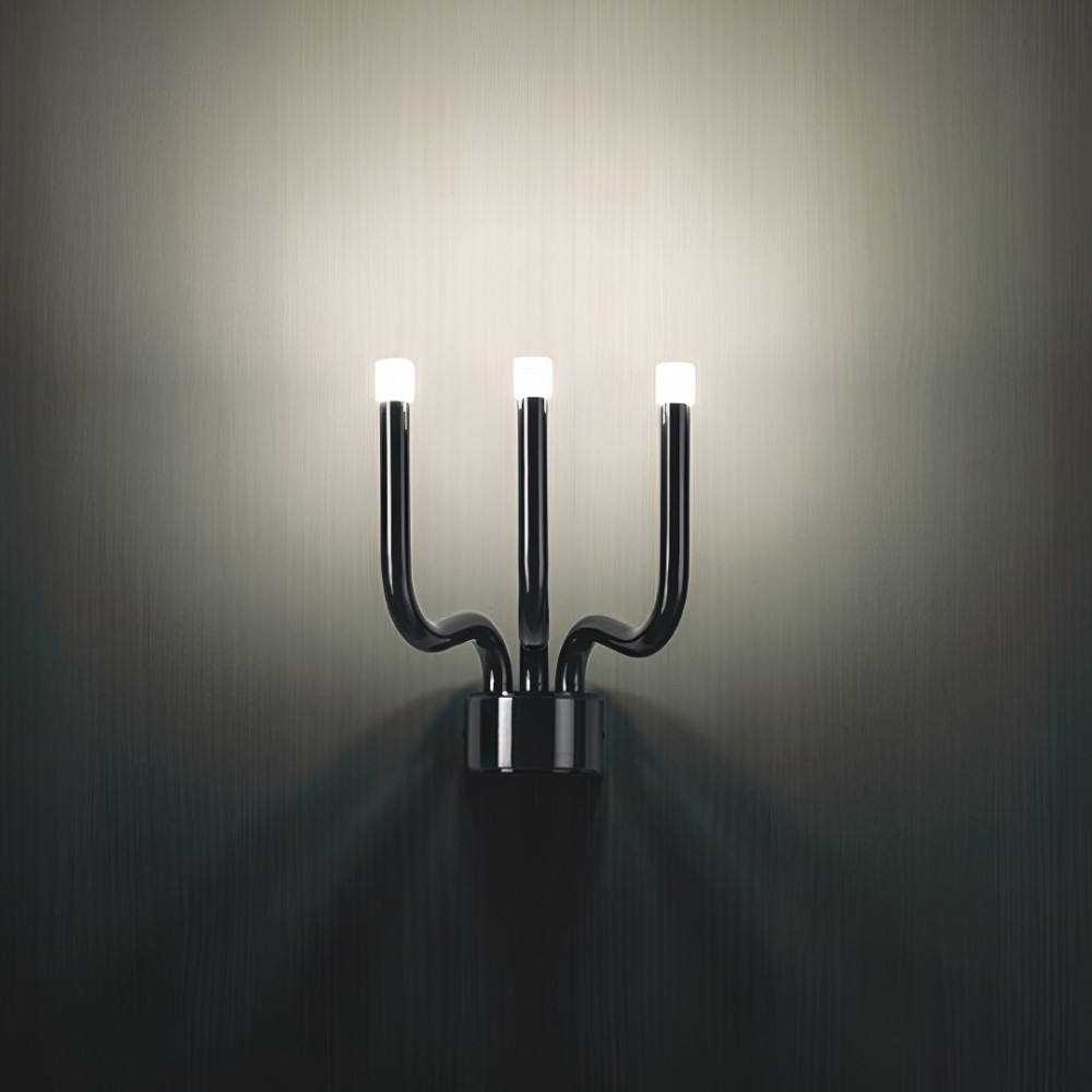 Wall lamp Redo Luxor, metal, glossy black, dimmable, LED, 12W, 1063 lumens, warm white 3000K, H.31 cm