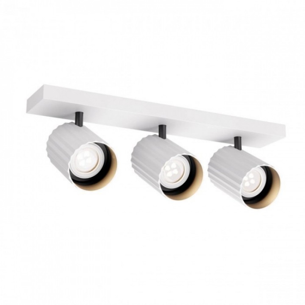 Ceiling lamp Redo Delphi, metal, sand white, orientable, 3XGU10, L.39 cm