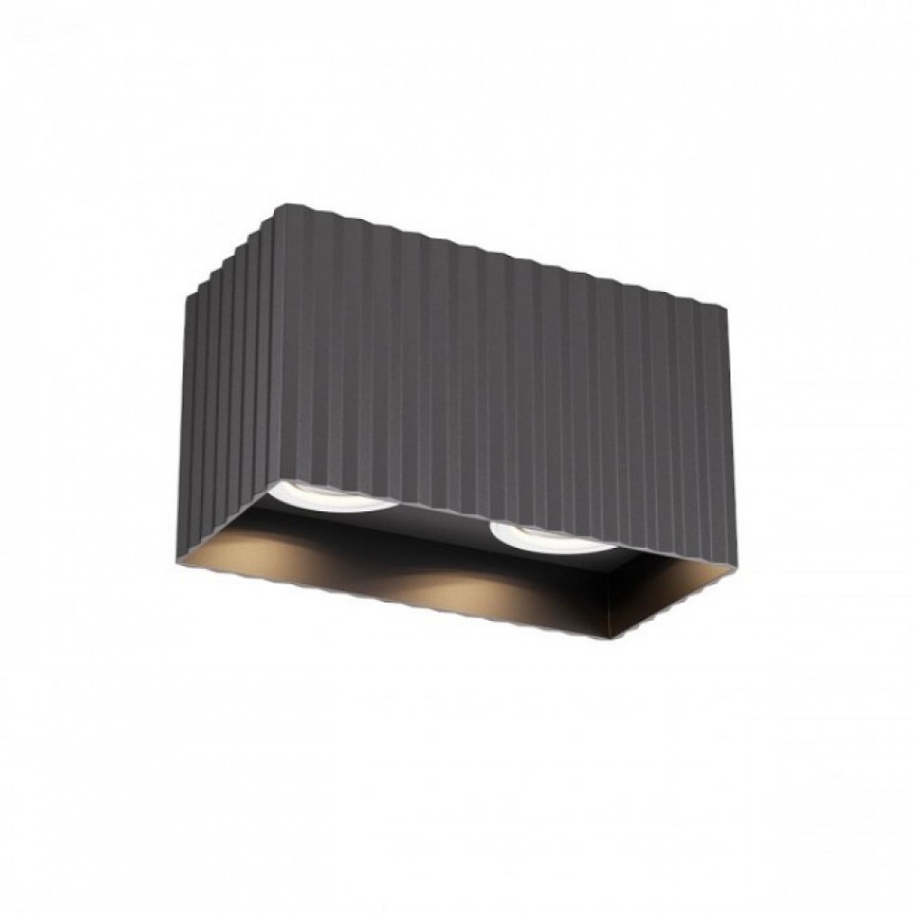 Ceiling lamp Redo Delphi, metal, sand black, 2XGU10, L.16 cm