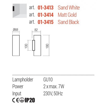 Wall lamp Redo Corinth, metal, sand white, 2XGU10, H.18 cm