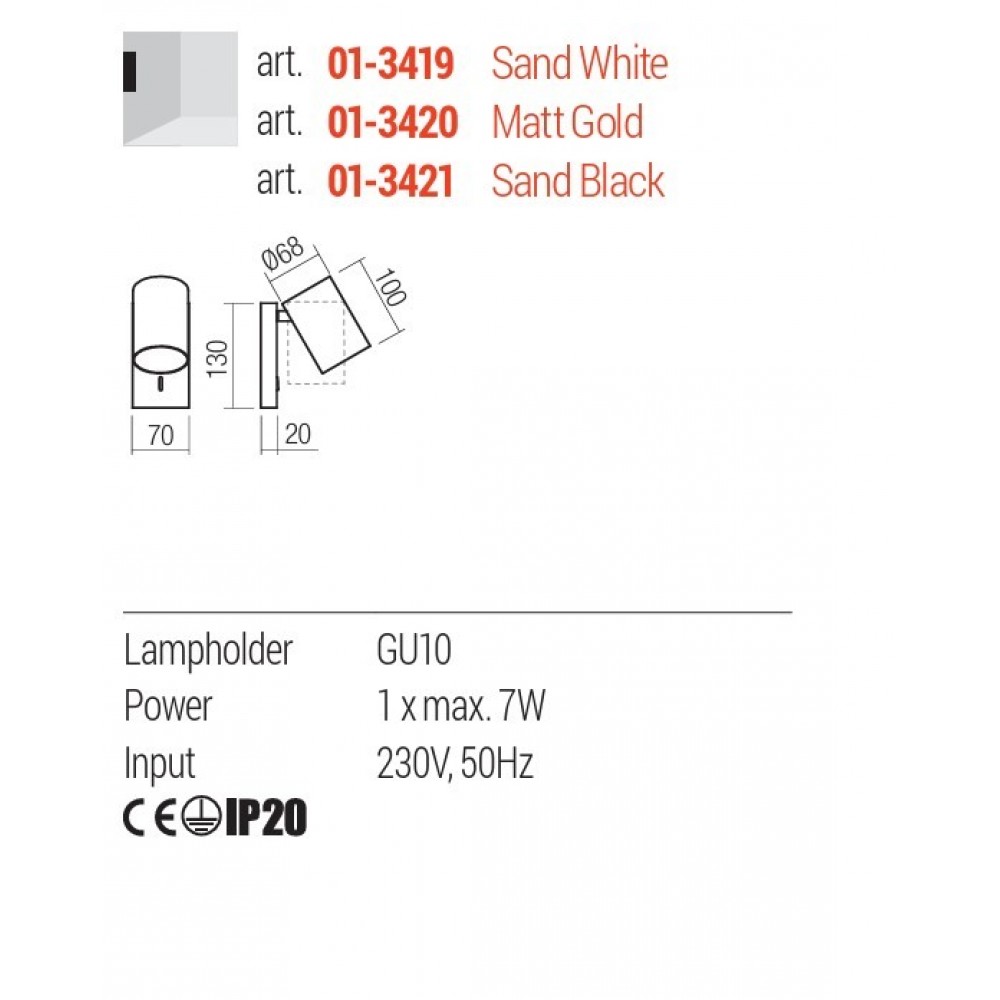 Wall lamp Redo Corinth, metal, sand black, 1XGU10, H.13 cm