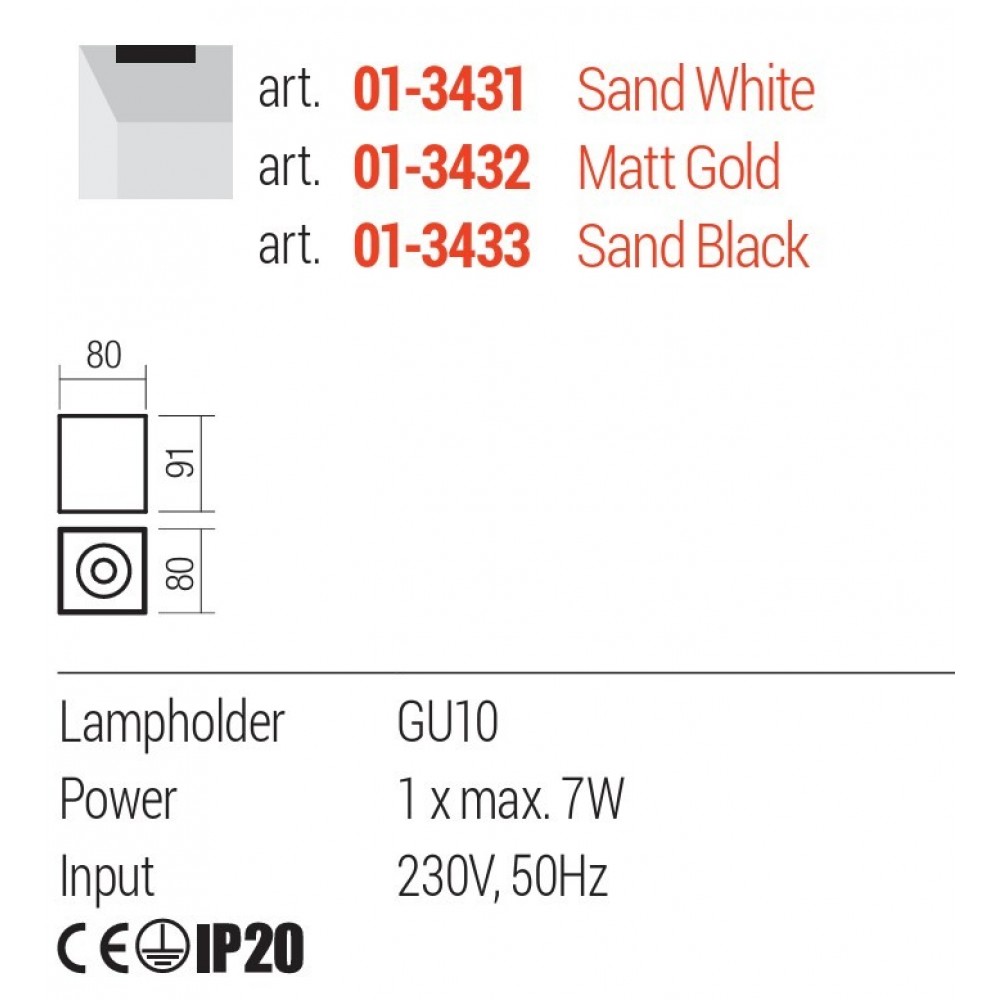 Ceiling lamp Redo Corinth, metal, sand black, 1XGU10, H.9 cm