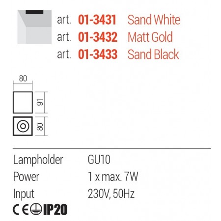 Ceiling lamp Redo Corinth, metal, sand black, 1XGU10, H.9 cm