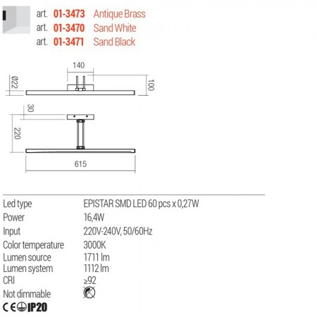 Wall lamp Redo Ikon, metal, sand black, LED, 16,4W, 1112 lumens, warm white 3000K, L.61 cm