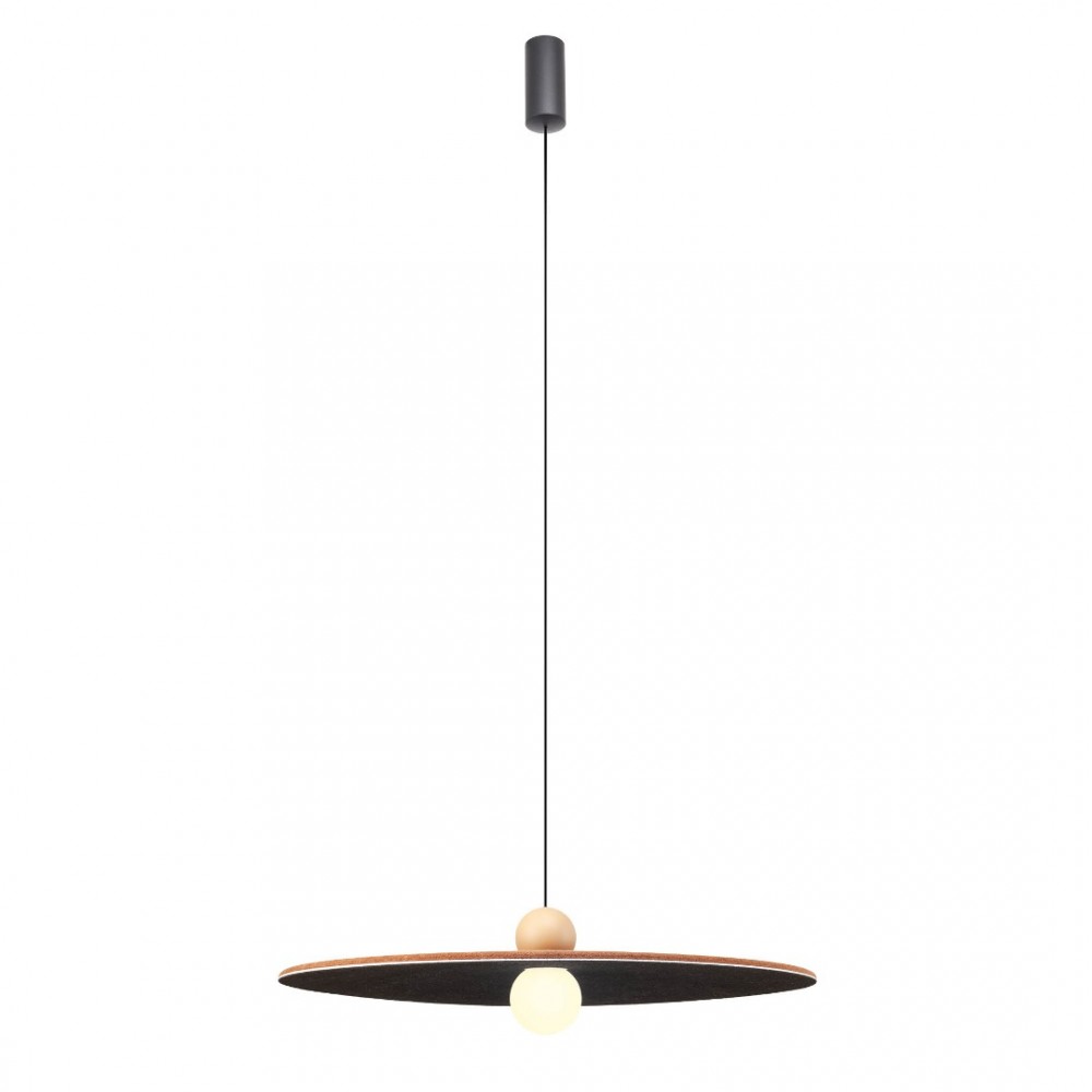 Suspension Redo Nuwa, metal, glass, sound-absorbing felt, coffee/dark grey, LED, 7W, 420 lumens, warm white 3000K, D.60 cm
