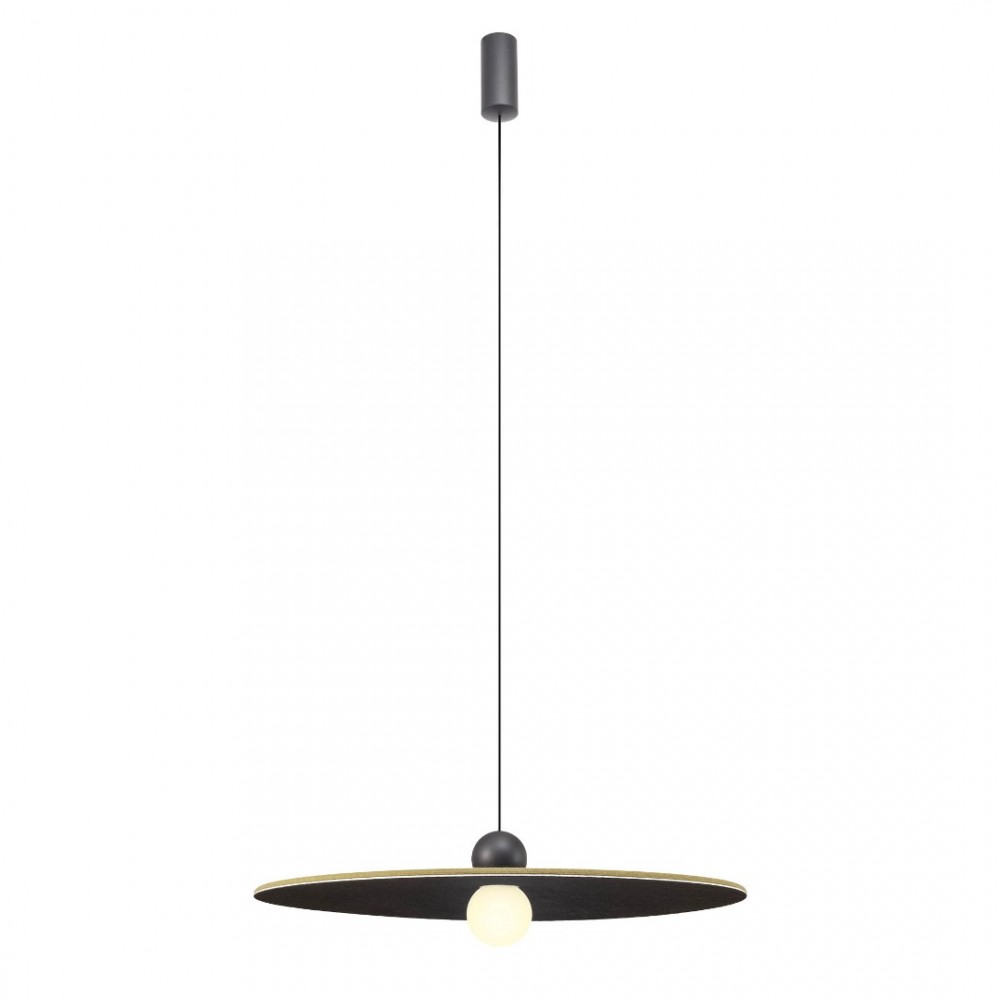 Suspension Redo Nuwa, metal, glass, sound-absorbing felt, olive/black, LED, 7W, 420 lumens, warm white 3000K, D.60 cm